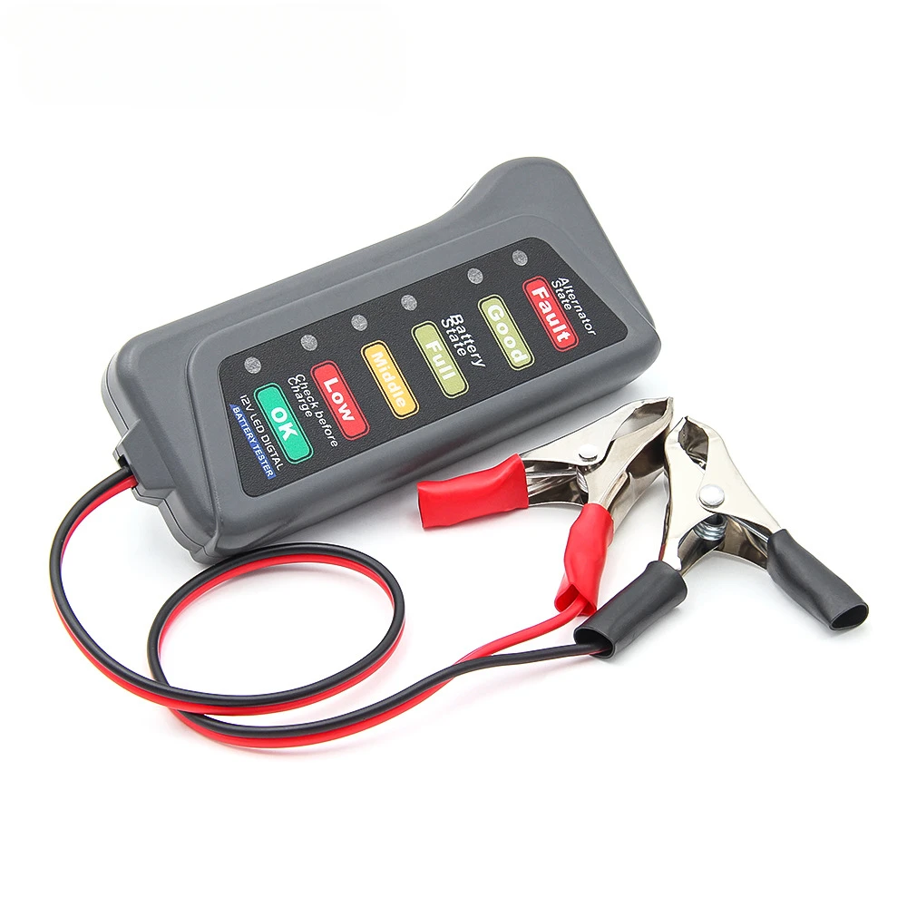 12V Car Fault Detector Battery Tester Digital Alternator  Motorcycle Diagnostic Tool 6 LED Lights Display Auto Repair Essentials