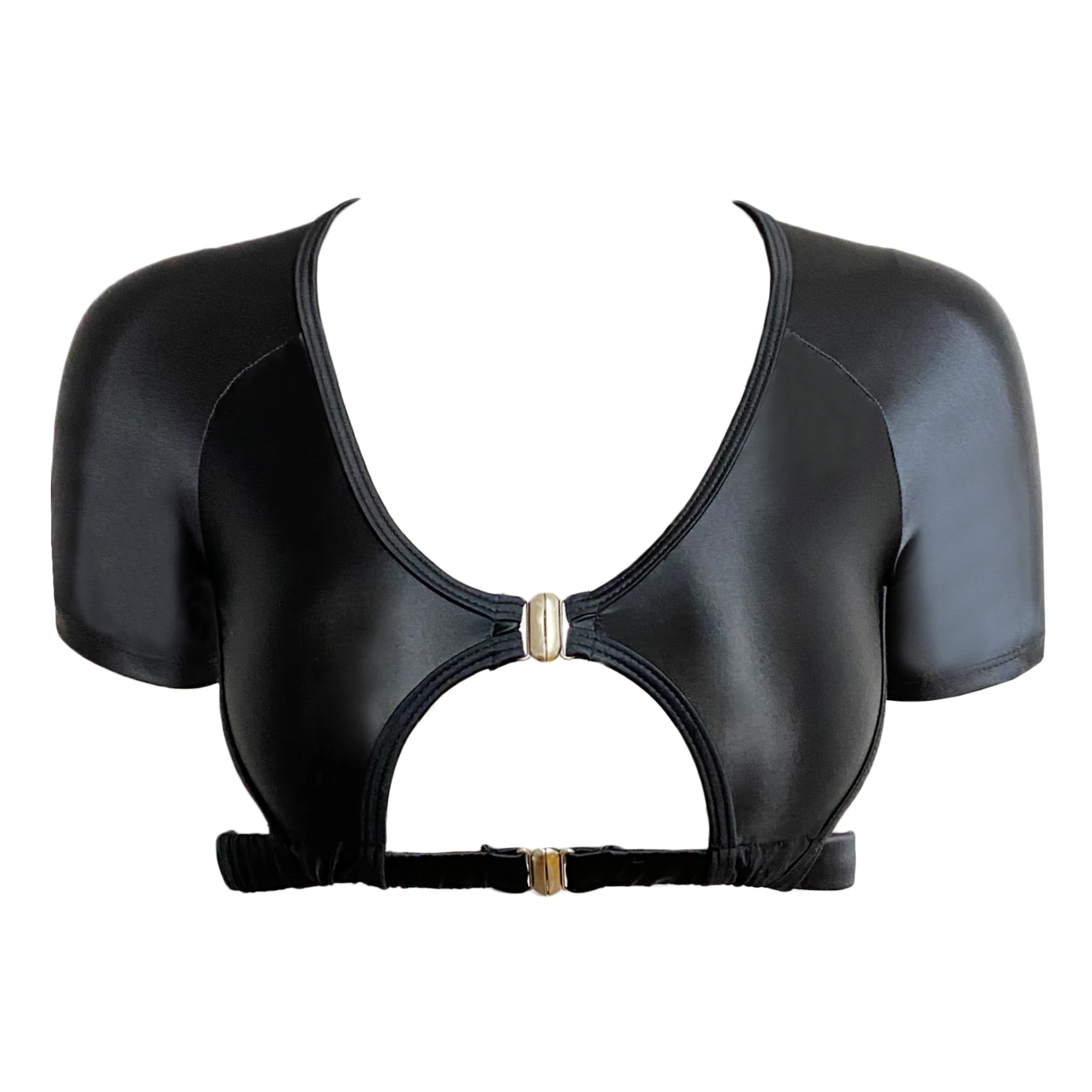 Imagem -05 - Masked-backless Cetim Manga Curta Top Top Esportes Finos Seda Brilhante Sexy Yoga Swim Expor o Umbigo