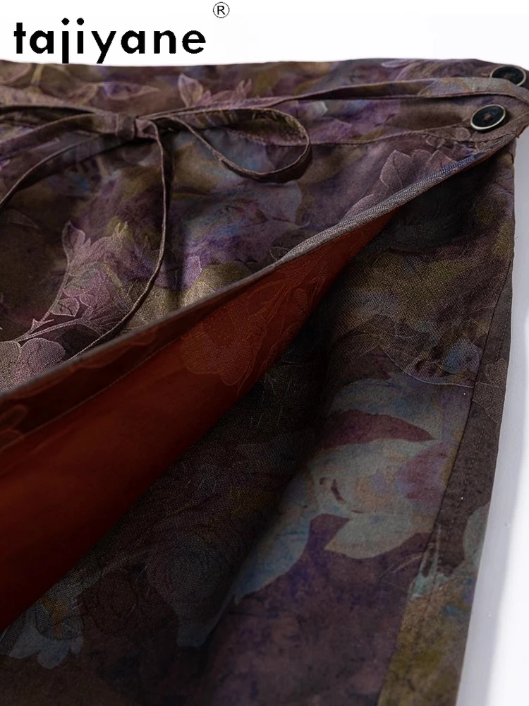TAJIYANE 100% Natural Mulberry Silk Skirt Fashion Jacquard Summer Skirt Reversible Long Skirt Woman Clothing 2025 Юбка Женская