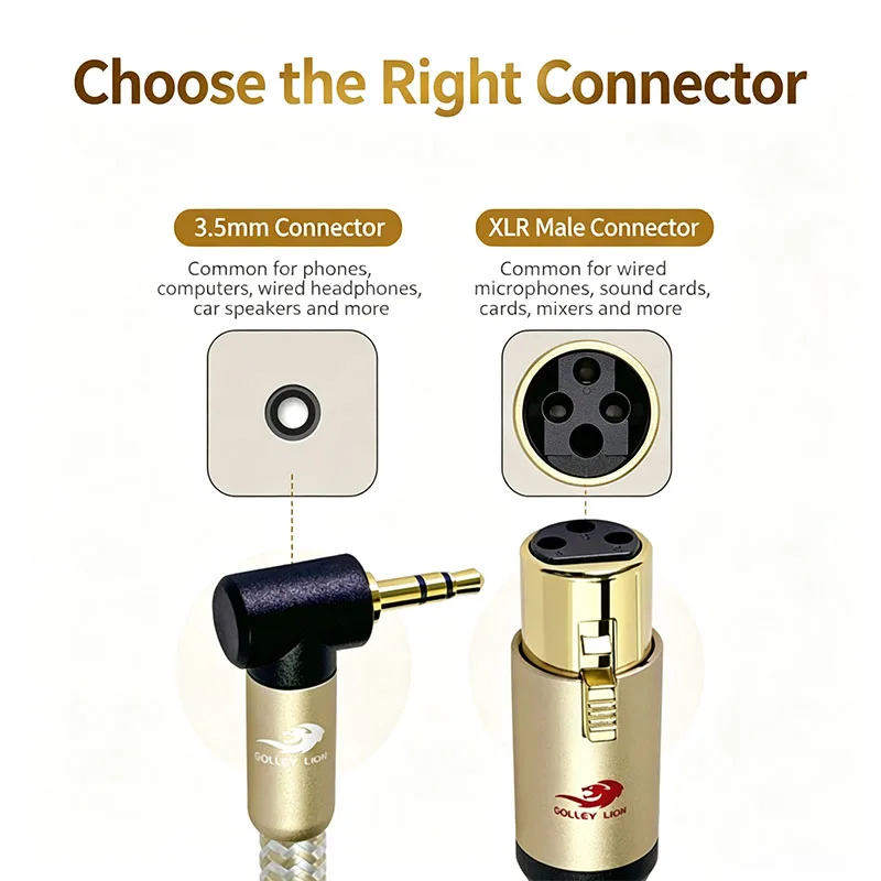 XLR to 3.5mm Audio Cable Microphone Balanced Analog Audio Line 3.5mm to XLR Female for Computer Phone Speaker Mixer Amplifier