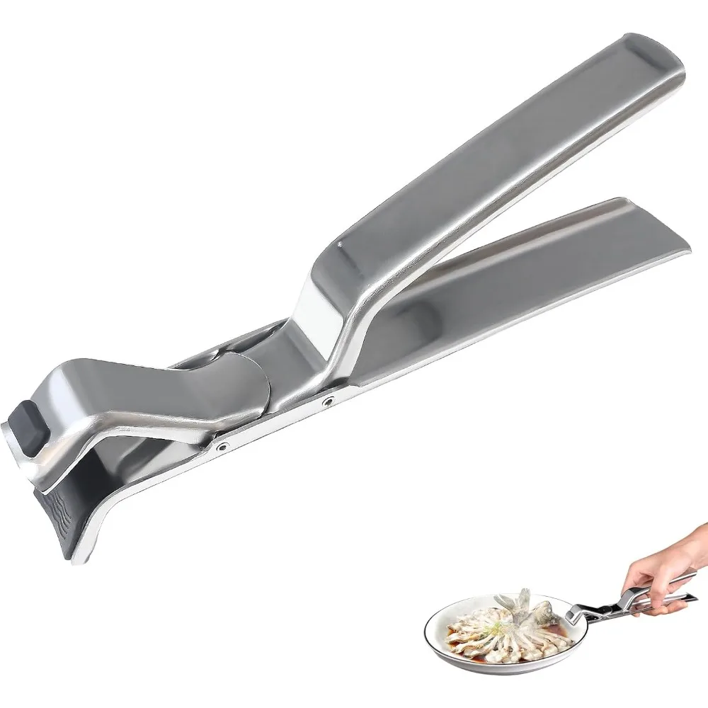 Stainless Steel Hot Plate Clips Anti Slip Pizza Pan Bowl Tongs Multipurpose Gripper for Microwave Oven Air Fryer Kitchen Utensil