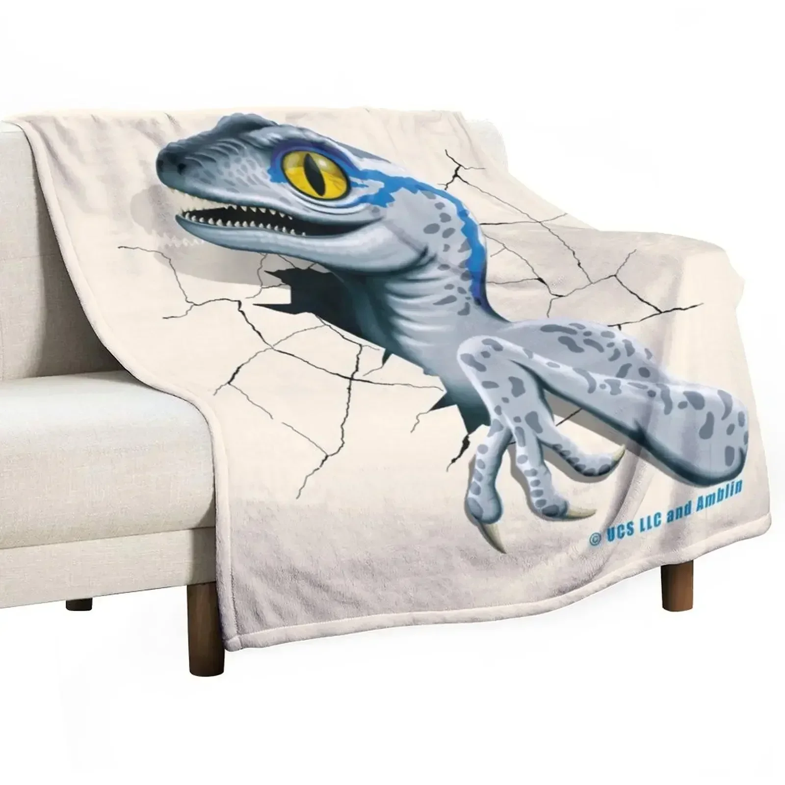 Jurassic World - Baby Blue Velociraptor Throw Blanket Softest Quilt Bed covers Blankets