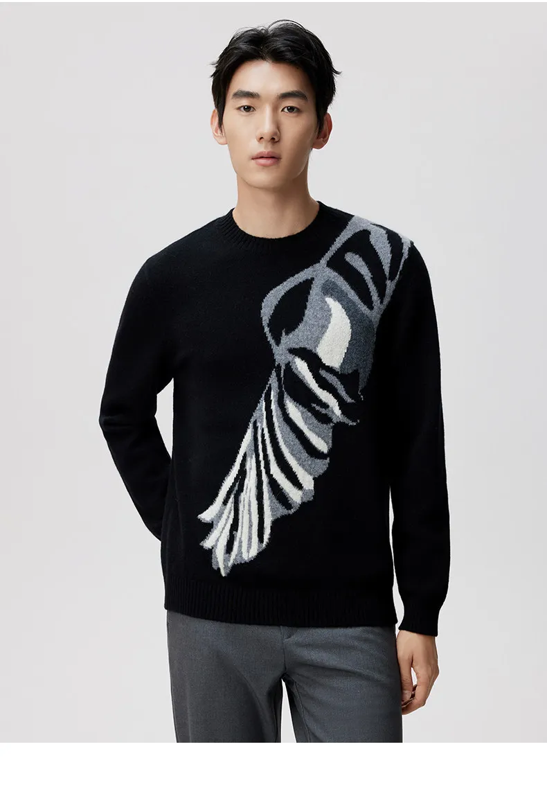 Autumn and winter new men's round neck jacquard cashmere sweater dragnet jacquard eagle pattern pullover sweater