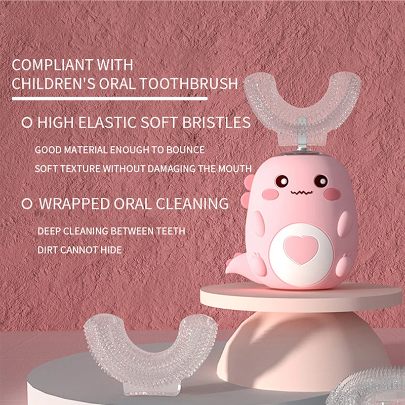 

Дорожная электрическая детская зубная щетка, милая зубная щетка для отбеливания зубов с мультяшным дизайном, мягкая щетина для детей, зарядка через USB