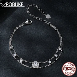 5mm Double Layer Moissanite Bracelet For Women D Color Sparkling Diamond S925 Sterling Adjustable Chain Jewelry With Certificate