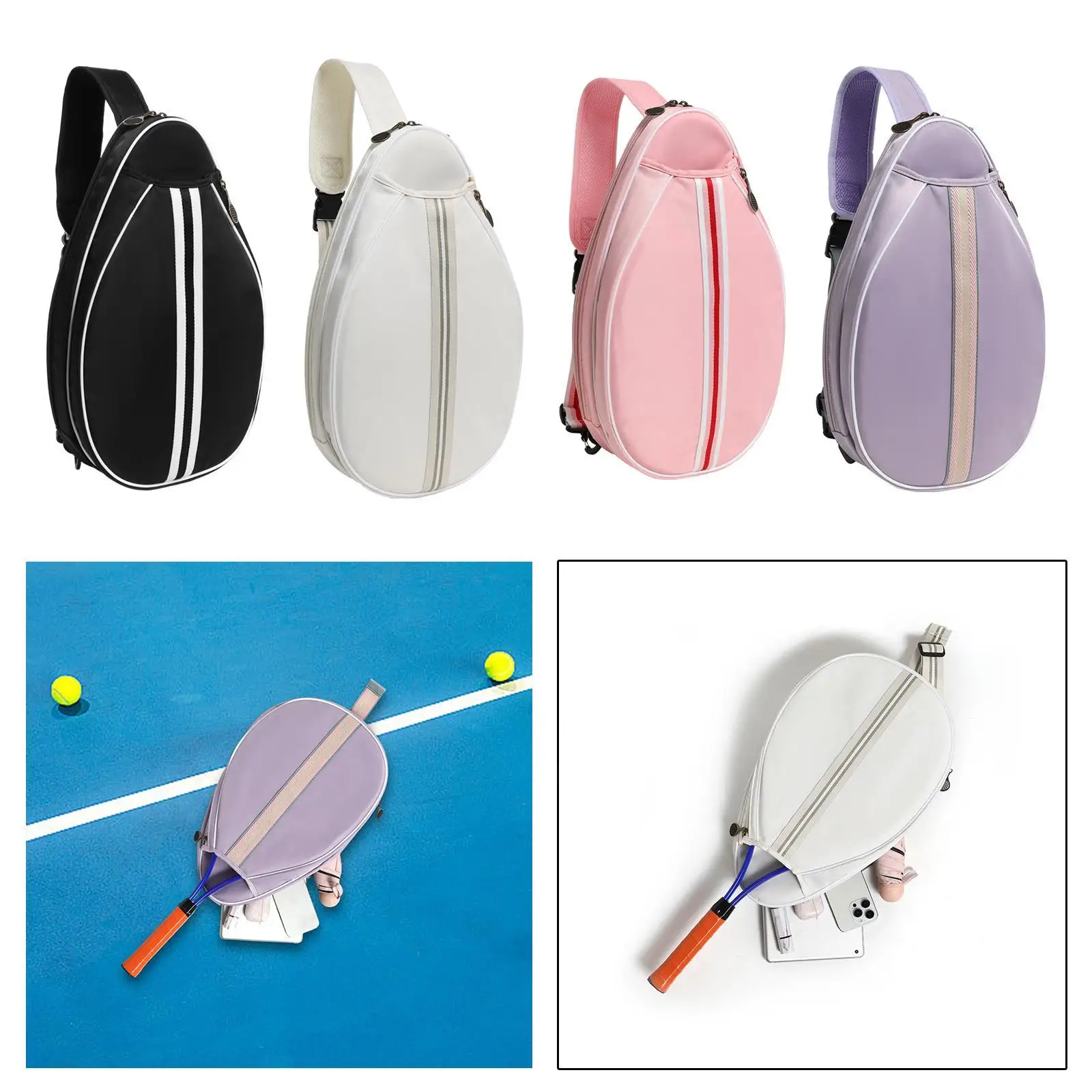 

Tennis Bag Pickle Ball Bag Versatile Adjustable Shock Strap Badminton Badminton