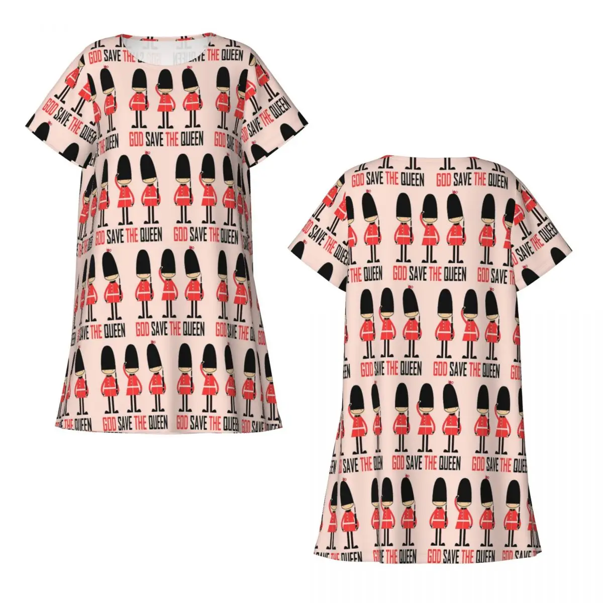 London Queen Guard United Kingdom Soldier Short Sleeves Nightdress For Sleepshirts Women Short Sleeve Nightgowns Pajama Dress