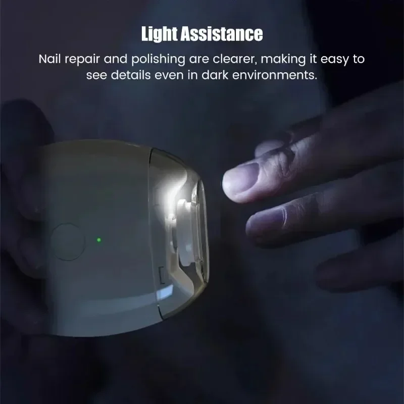 Tagliaunghie elettrico 2 IN 1 con smerigliatrice automatica per unghie a luce LED Trimmer per mini strumenti per manicure per adulti per bambini Cura delle unghie