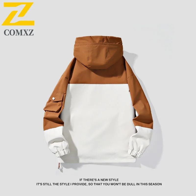 COMXZ 2025 メンズ多用途ファッションジャケット春秋トレンディカジュアルルーズフィットスタイリッシュな軽量コート
