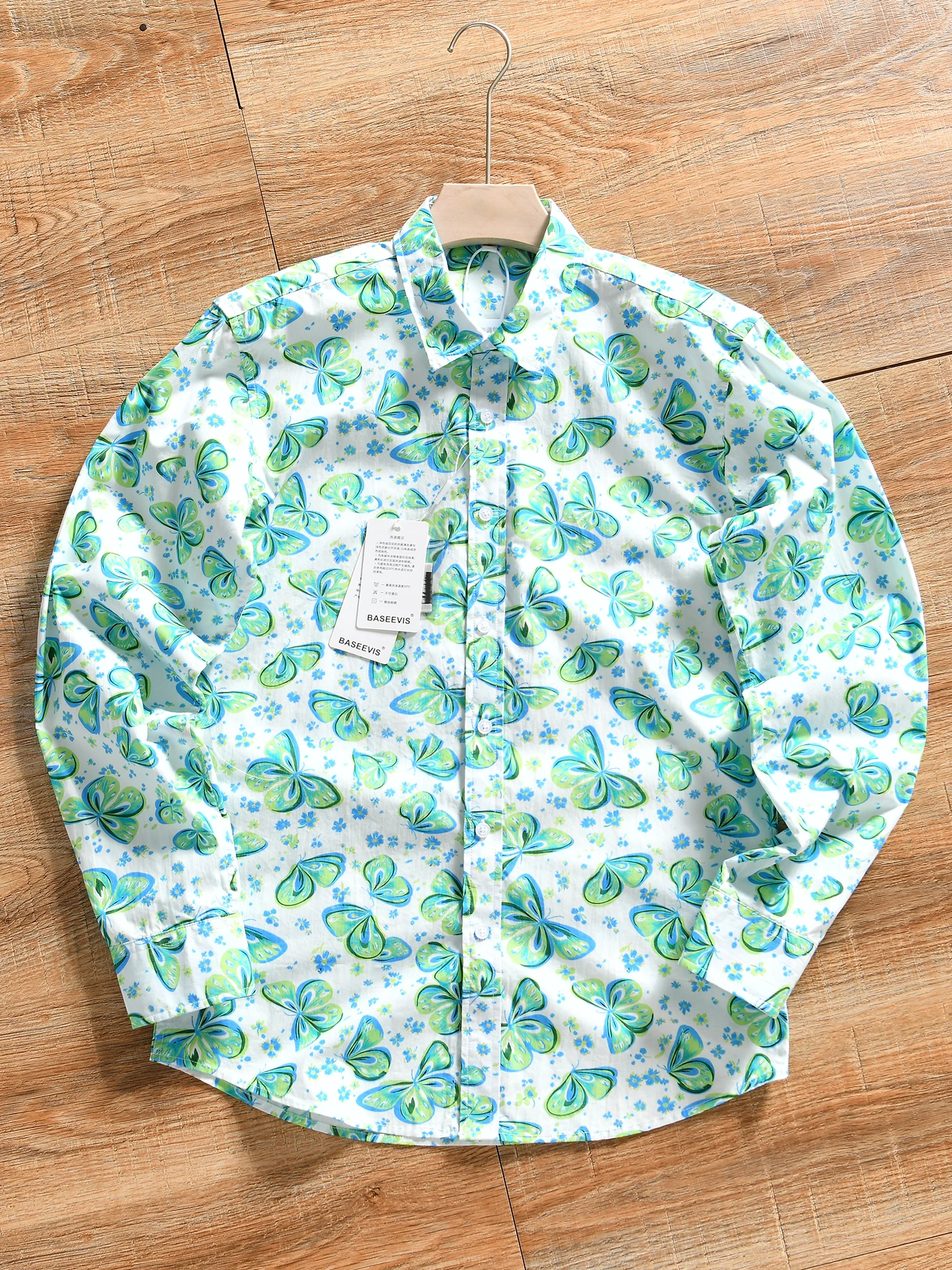 Men's Casual Long Sleeve Cotton Shirt Breathable Full Body Print Spring Autumn Fashionable Versatile Beach Outdoor Streetwear