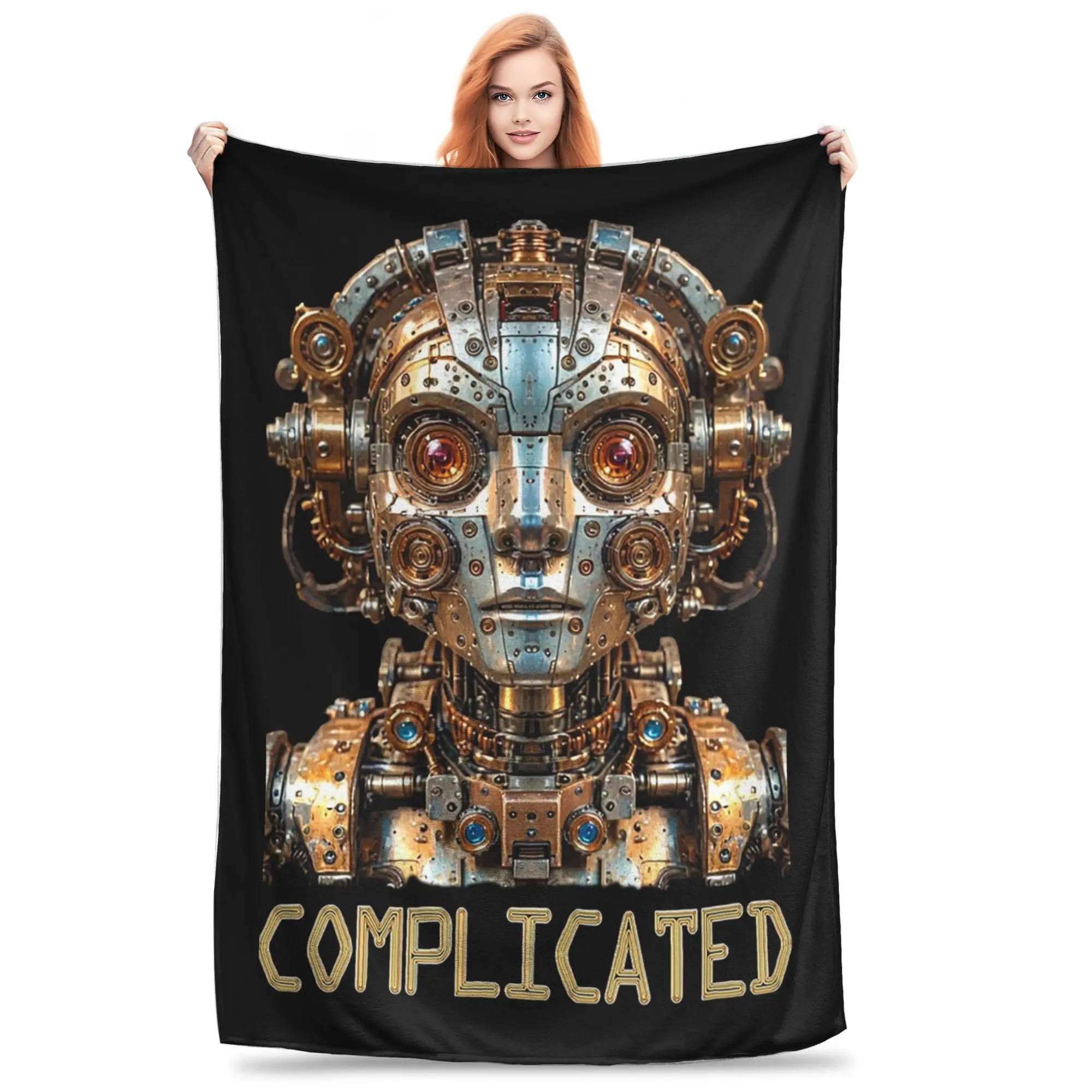 Emotional Android Metropolis Sci-Fi Blanket Breathable Fleece Throw Blanket for Couch Bedding Outdoor Throws Bedspread Quilt