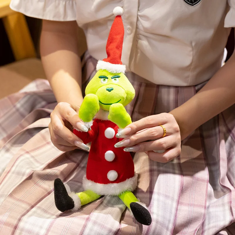 36cm Spezielles Grünes Anime-Weihnachtsmonster Plüschpuppe mit Schlanker Roter Kleidung Lustige Puppe Festtagsgeschenke – Detail 13