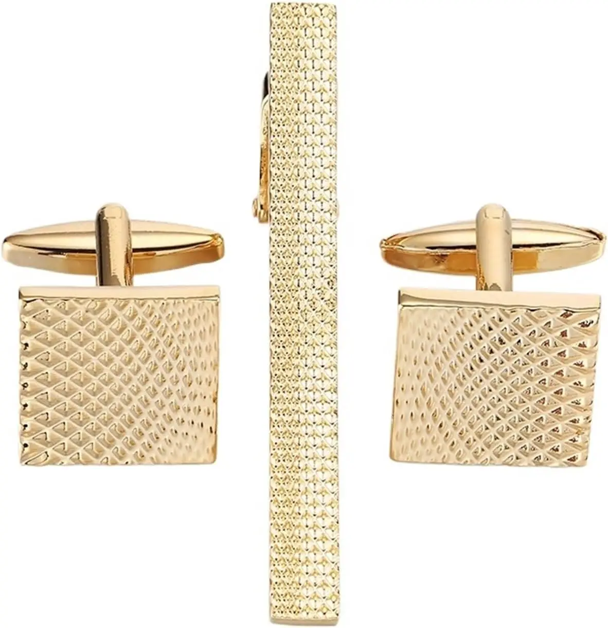 2 Sets,Copper Material Square Batch Flower Tie Clip Cufflink Box Set Men's Shirt Business Jewelry Gift For Men