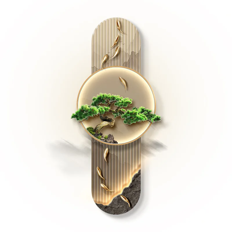 

three-dimensional relief entrance decorative painting, pine mural lamp in the entrance aisle corridor