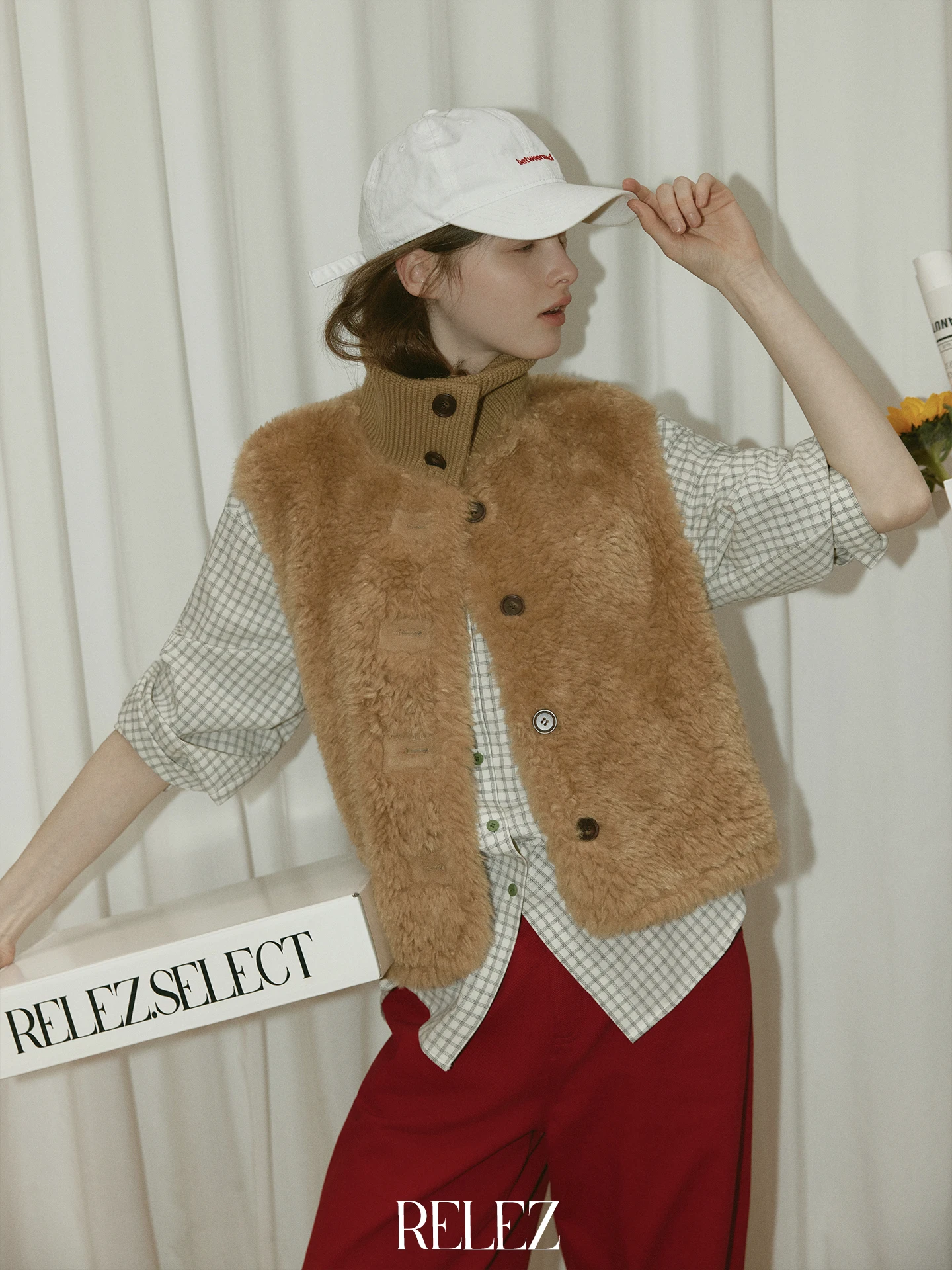 

Жилет Relez вязаный, в стиле пэчворк, с воротником-стойкой, пушистый, женский, весенний, новый дизайн, свободный крой, универсальная верхняя одежда, повседневный, из полиэстера