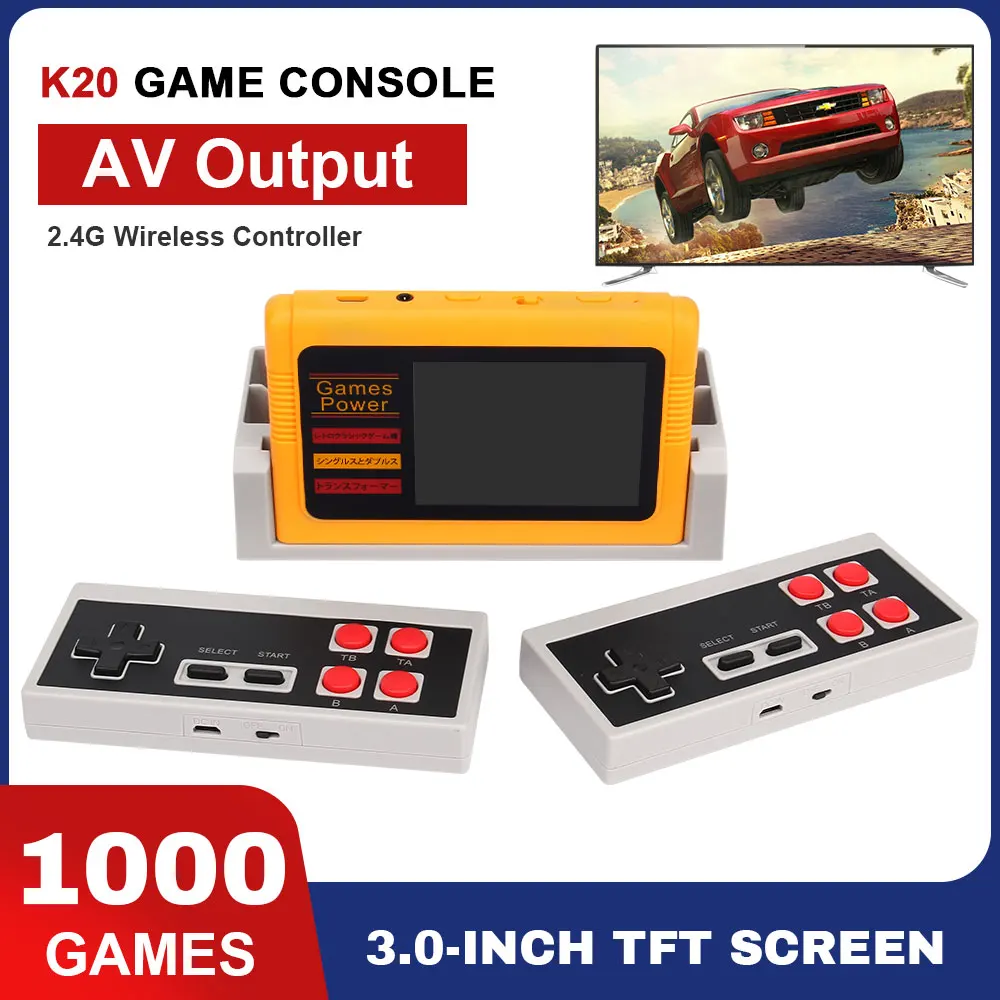 K20 Mini Tv Gameconsole 8 Bit Retro Gameconsole 1000 Games Met Dubbele Draadloze Controllers Voor Fc Handheld Game-Speler