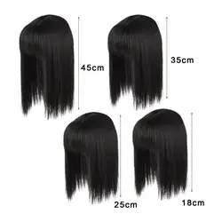 18/25/35/45cm Women Long Straight Wig With Air Bang High Temperature Fiber Natural Look Smooth Wig One-Piece Head Replacement