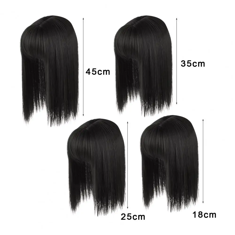 18/25/35/45cm Women Long Straight Wig With Air Bang High Temperature Fiber Natural Look Smooth Wig One-Piece Head Replacement