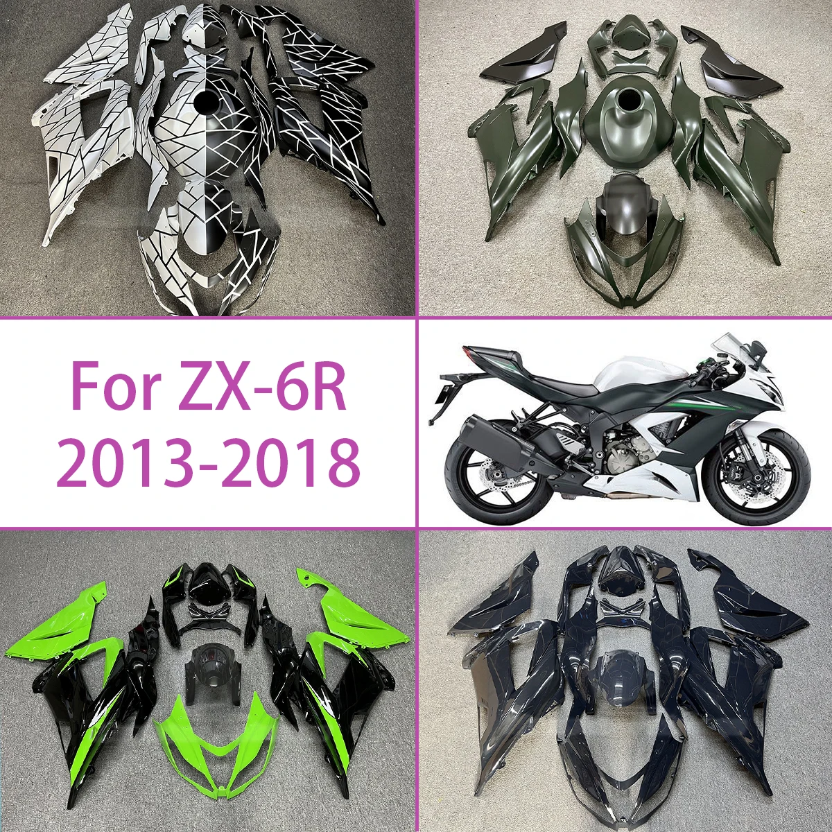 

For 2013-2018 Kawasaki ZX 6R Matte Green Injection ABS Fairing Kit Parts 13-18 ZX-6R Custom Hot Style Fairings