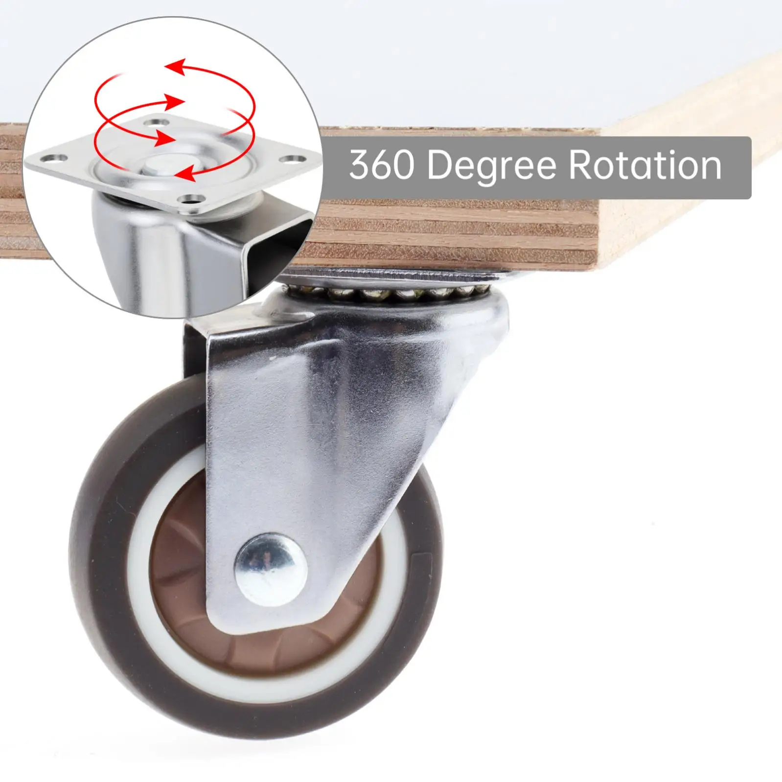 4pcs 1/1.25/1.5 /2inch Metal Top TPR Rubber Small Ball Bearings Caster Wheels Set for Night Stand / Side Table with Swivel Head
