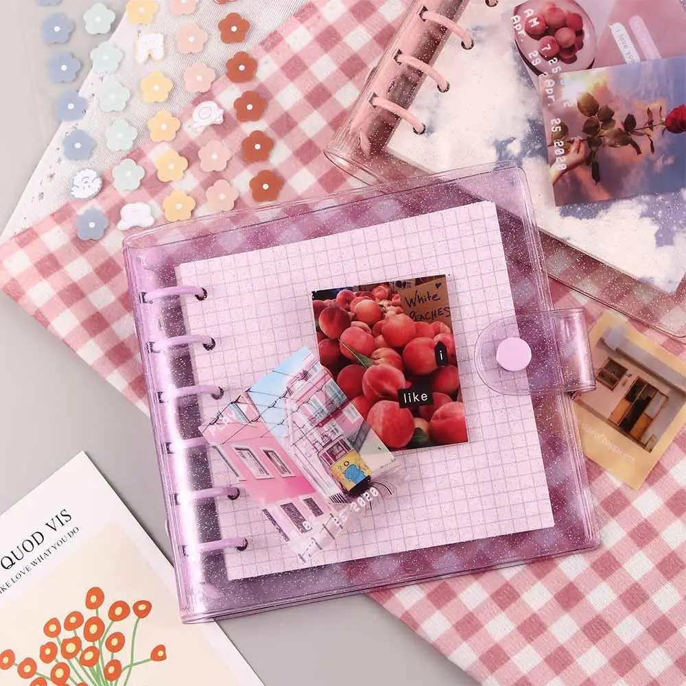 School Supplies Stationery Agenda A7 Notebook Planner Photo Collect Book Square Loose Leaf Binder Notebook Glitter Journals