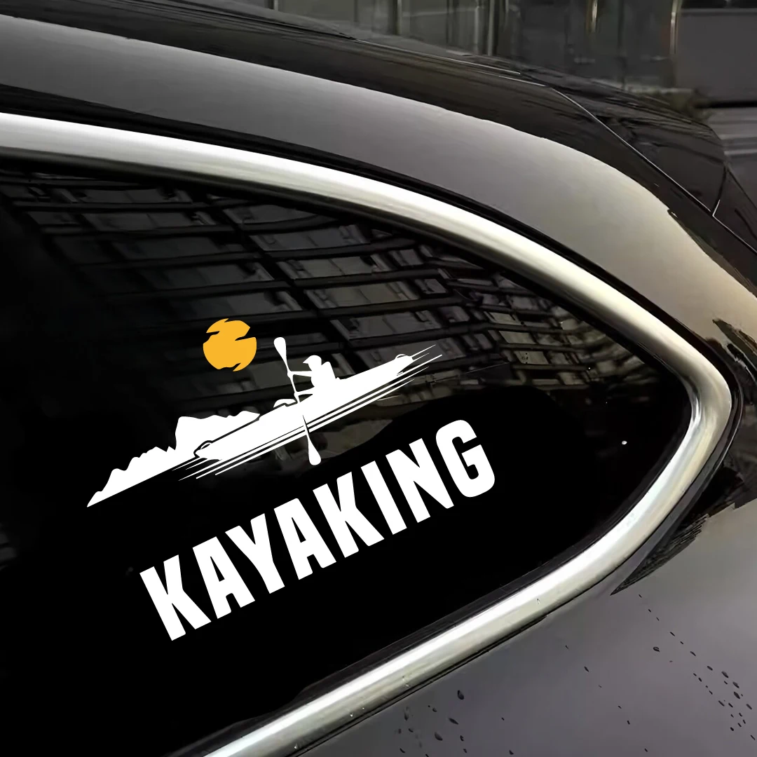 Kayaking Car Stickers - Highlight Your Love for Water Sports on Car Body & Windows, Unique Silhouette Design Makes Your Vehicle
