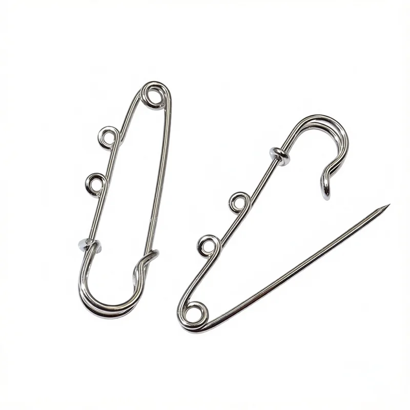 5pcs 50/70mm Stanless Steel Safety Pins Brooch Blank Base  with 1/2/3/4/5 Rings Safety Pins Craft Jewelry Making Findings image 5