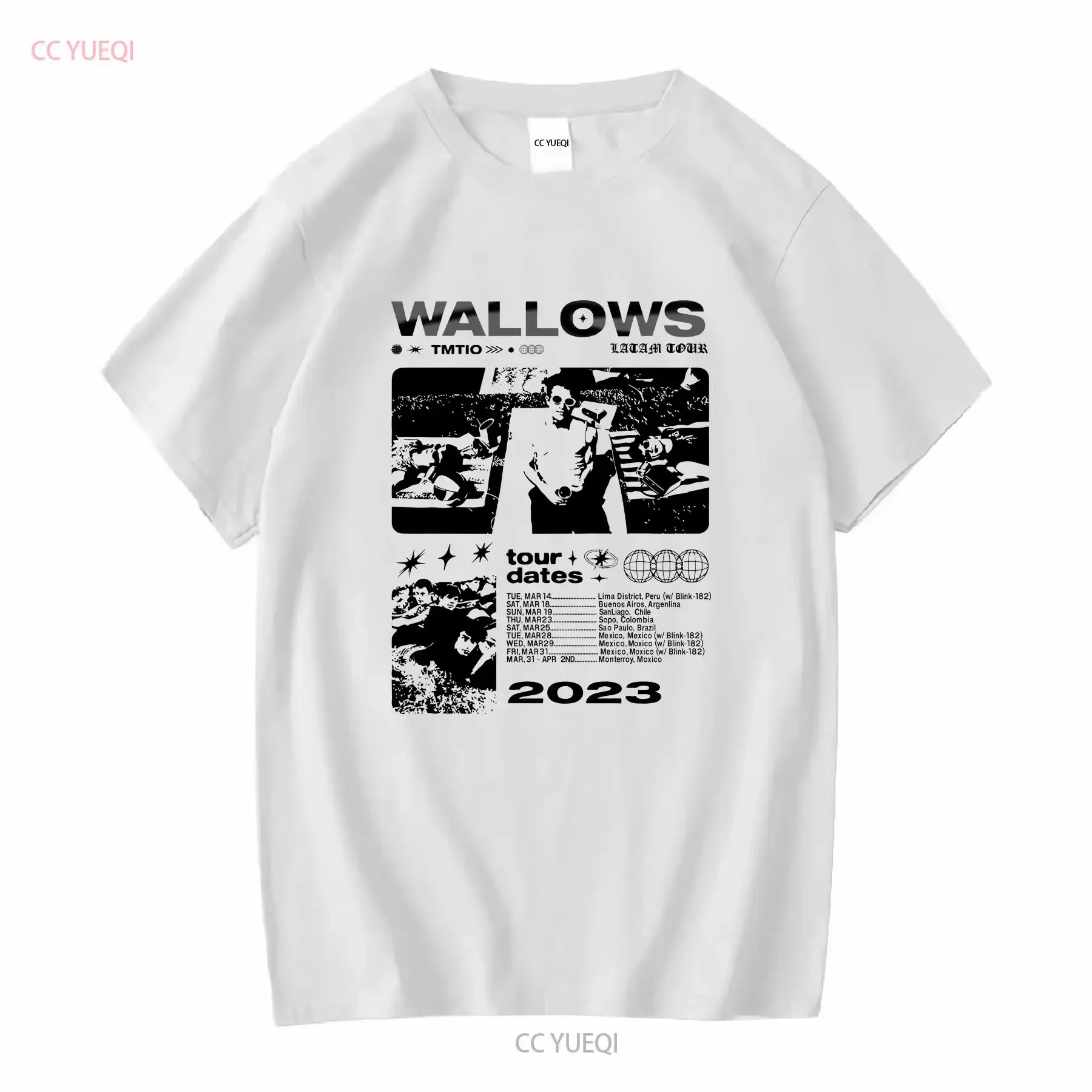 Wallows band Tour Dates Camiseta Todos los tamaños Mangas largas o cortas vintage Ropa de calle lavada Versátil Casual Estirado Elegante