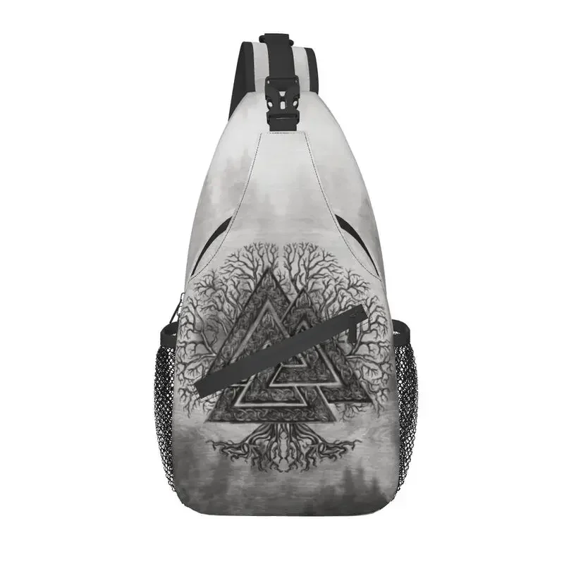 Valknut And Tree Of Life Yggdrasil Sling Chest Bag Norse Shoulder Crossbody Backpack for Men Travel Hiking Daypack