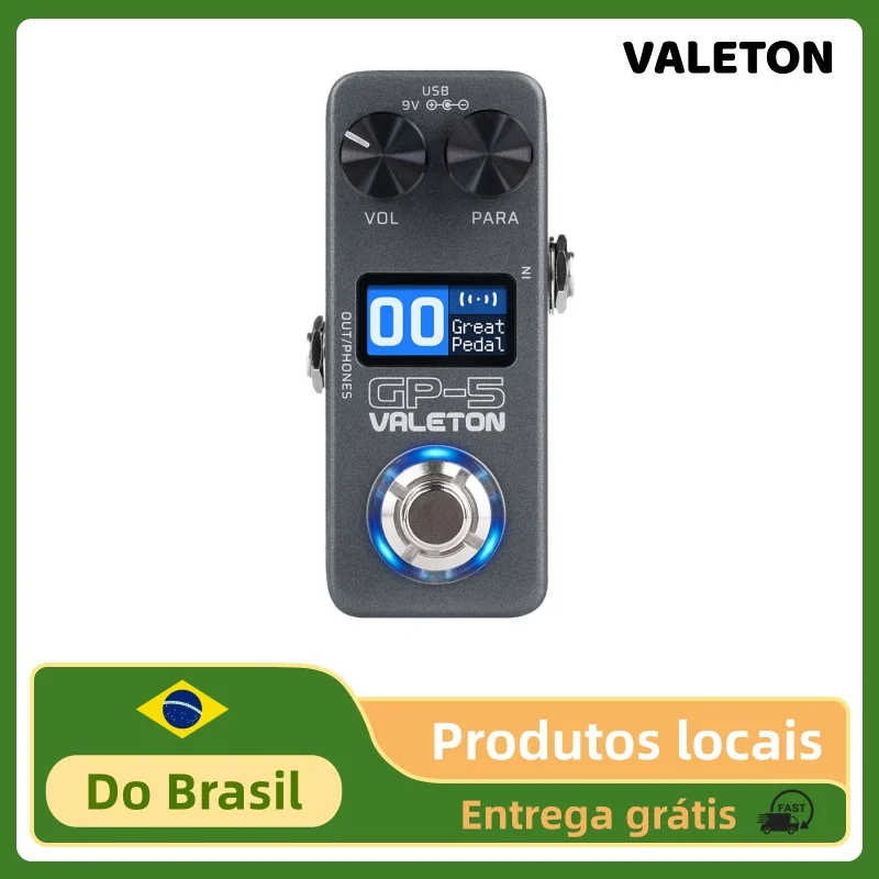 Processador de Multi-Efeitos Super Compacto VALETON GP-5 Brasil, Suporta NAM A2 IR Loader Pedal, Versão em Inglês