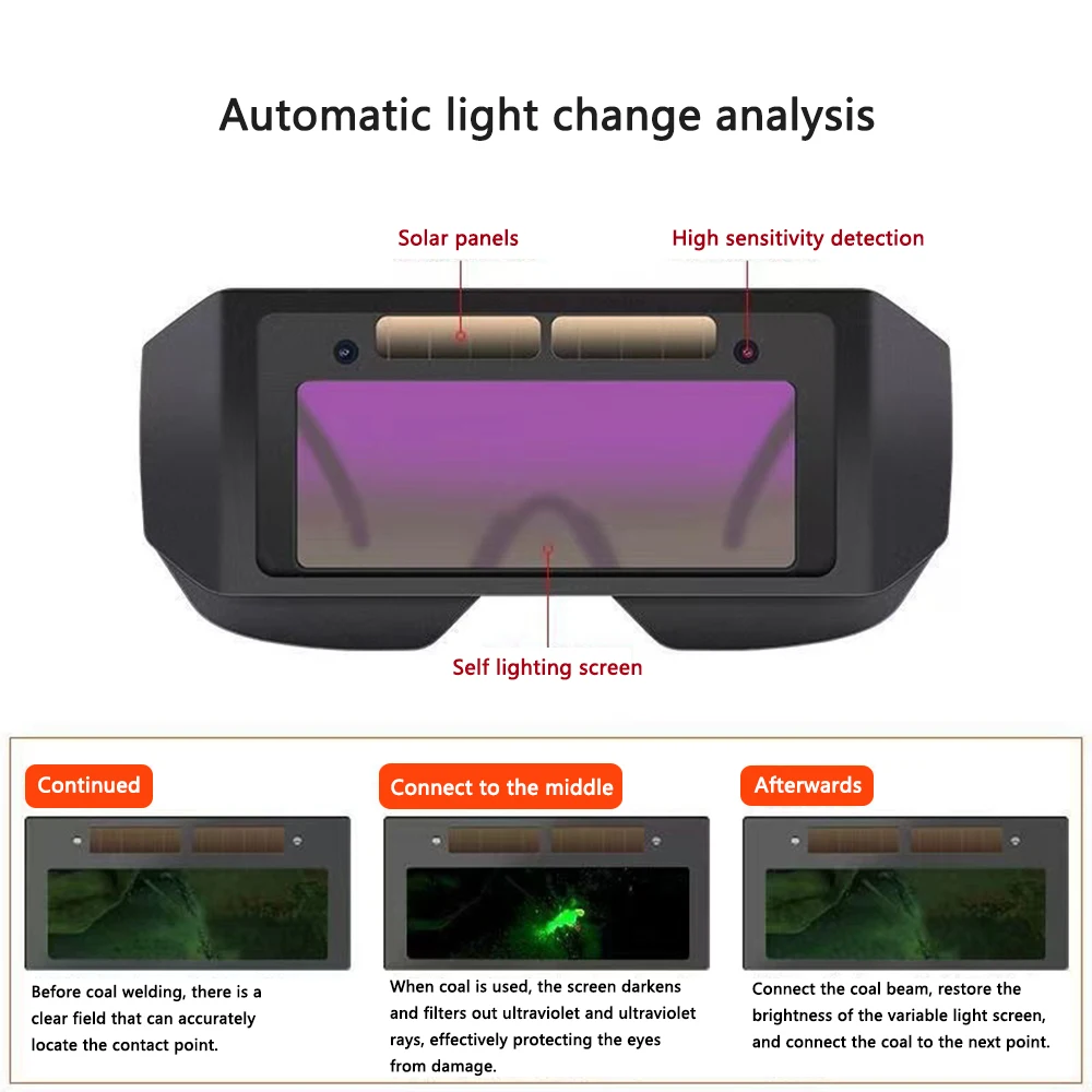 Solar Powered Welding Helmet Auto Darkening Welding Goggles LCD Welder Glasses for TIG MIG MMA Plasma Welder Glasses