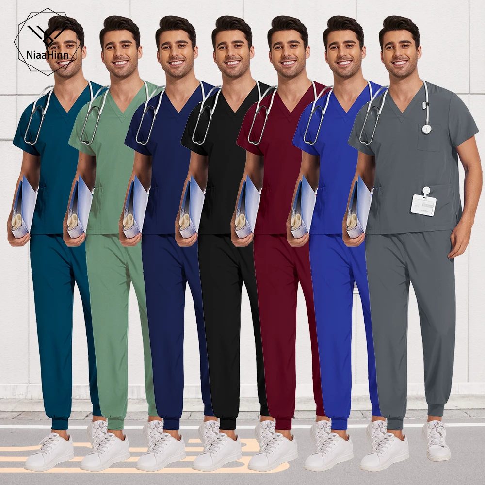 Scrubs mężczyźni kobiety hurtownia Scrubs mundury zestaw do biegania medycznego akcesoria dla pielęgniarek klinika stomatologiczna pielęgnacja zwierząt domowych peeling najlepsze zestawy spodni