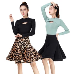 Latin Dance Skirt Leopard Print Sexy Adult Skirts Latin Dance Dress Costume Women's Black Practice Skirt Performamnce Clothes