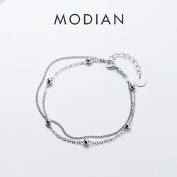 Modian Fashion Simple Beads Line Chain Bracelets For Women 100% 925 Sterling Silver Classic Charm Bracelet S925 Silver Jewelry