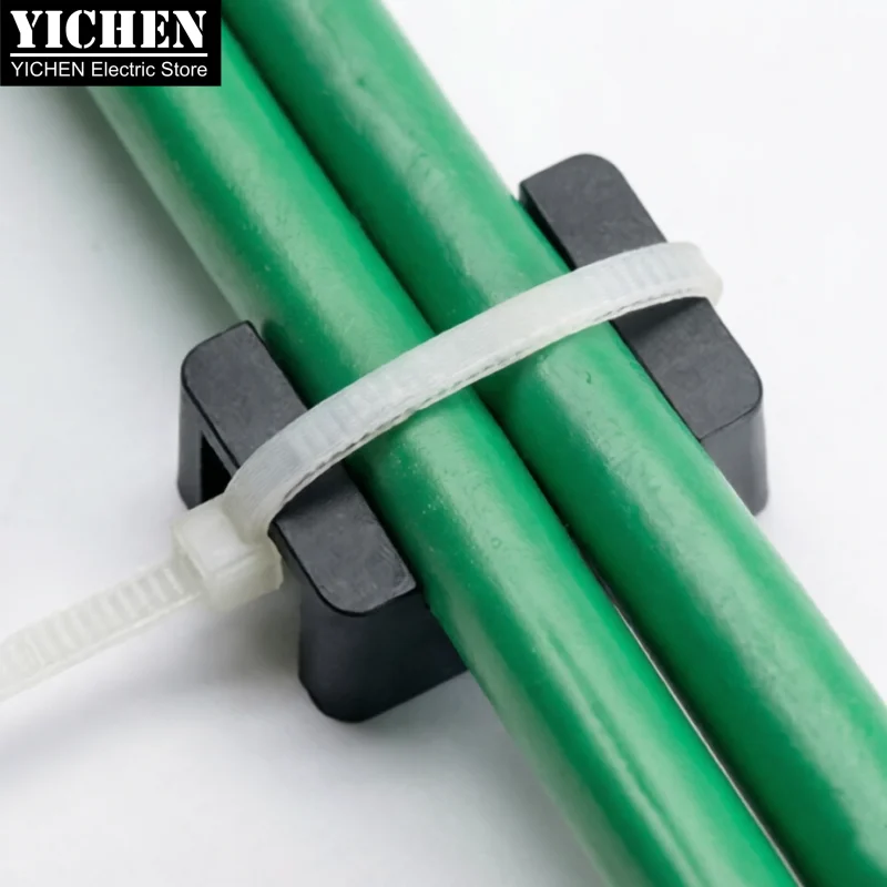 100pcs Nylon PA66 Cable Tie Mount Screw Fixing Cable Clips Wire Management Holder Durable Cable Organizer Zip Tie Base