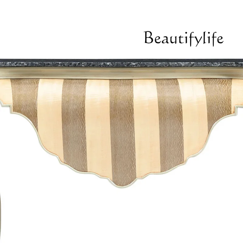 

M Marble Porch Table With Leather Contrasting Colors, Striped Porch Cabinet, Entrance Hall Cabinet, Large Furniture