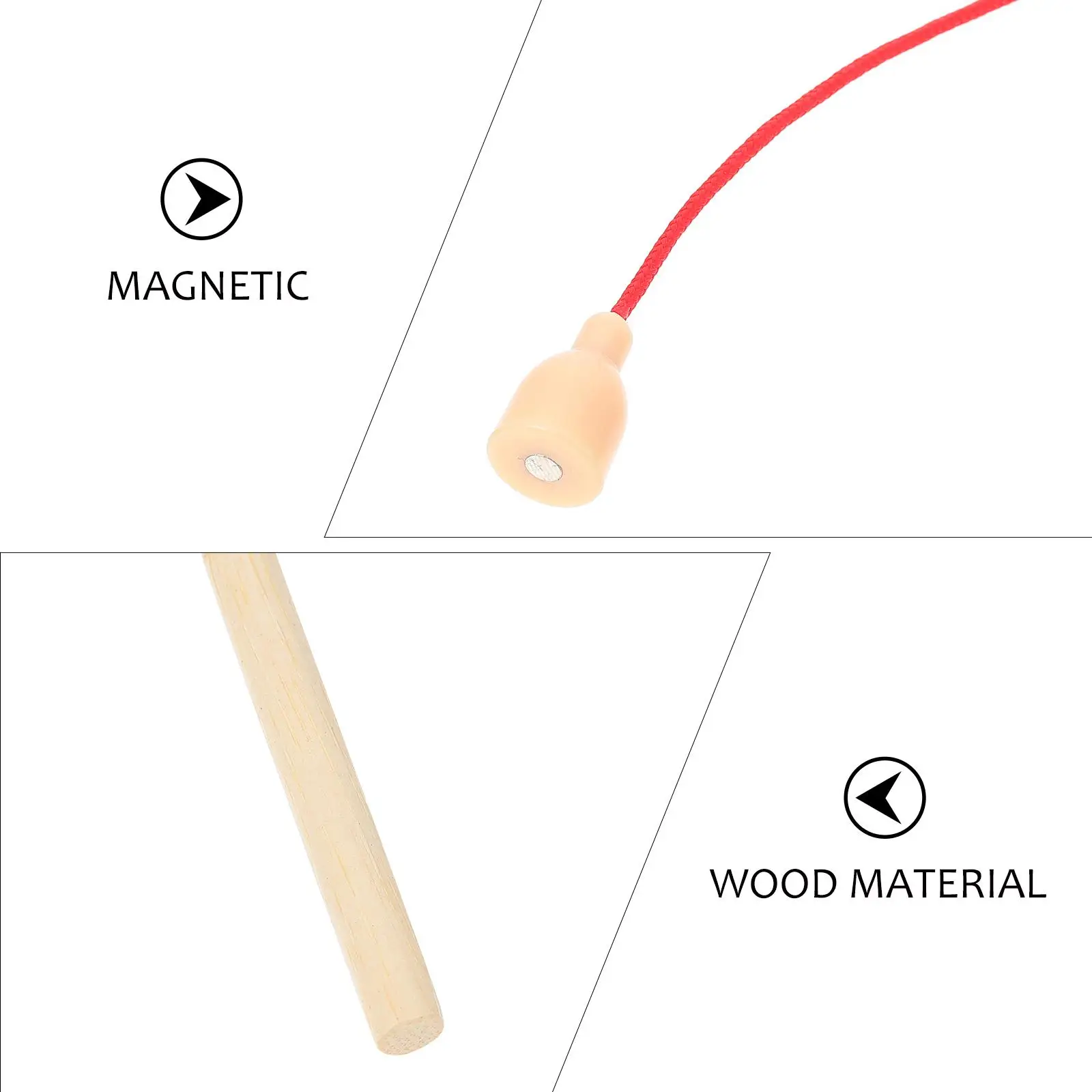 6 Pcs Fishing Rods Kids Toy Lightweight Wooden Magnetic Fishing Poles Safe Children Toddler Game Magnetic Pole Baby