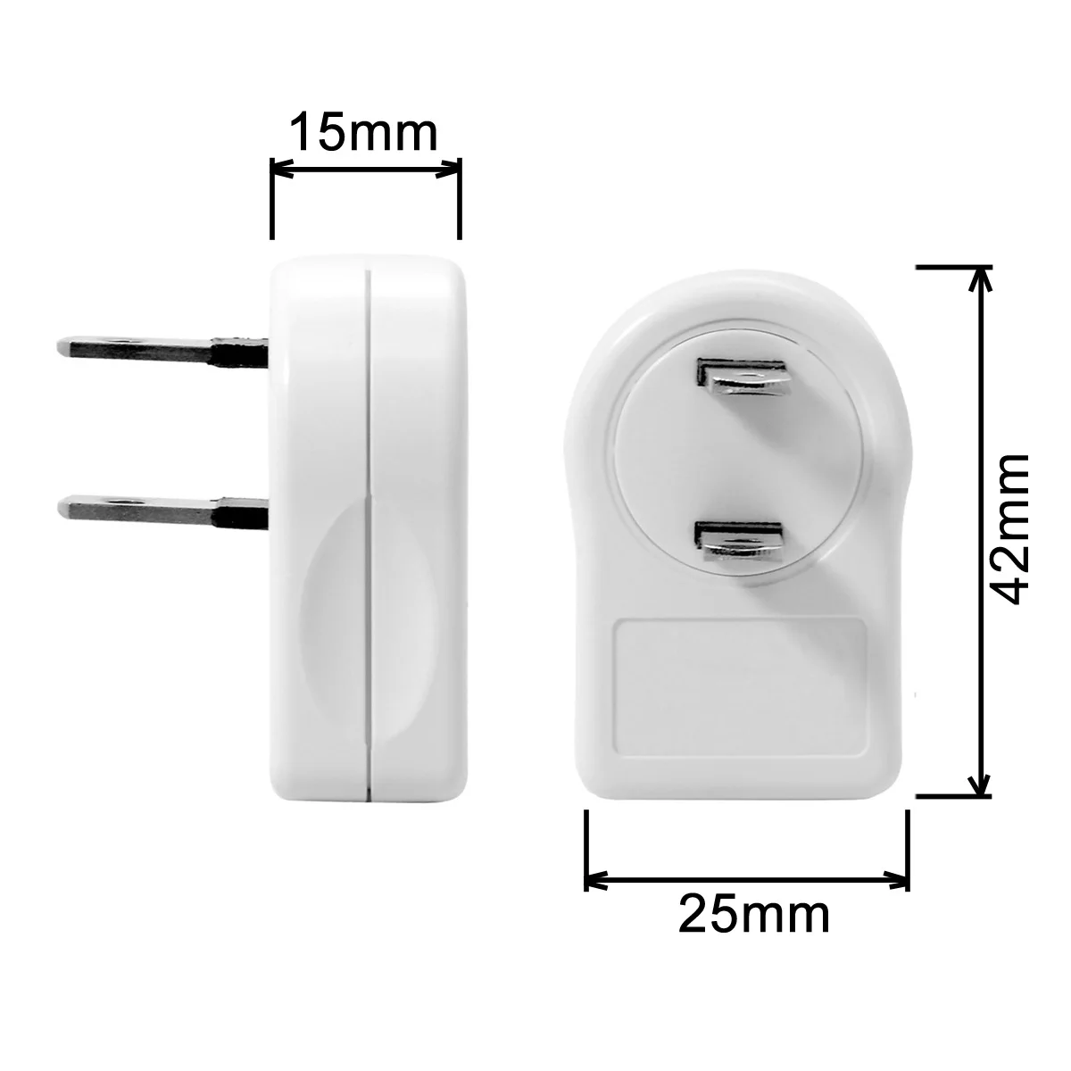 Cablecc NEMA 1-15P USA Adapter Outlet Saver Power Extension Adapter 2-prong 2 Outlets 90 Degree Angled