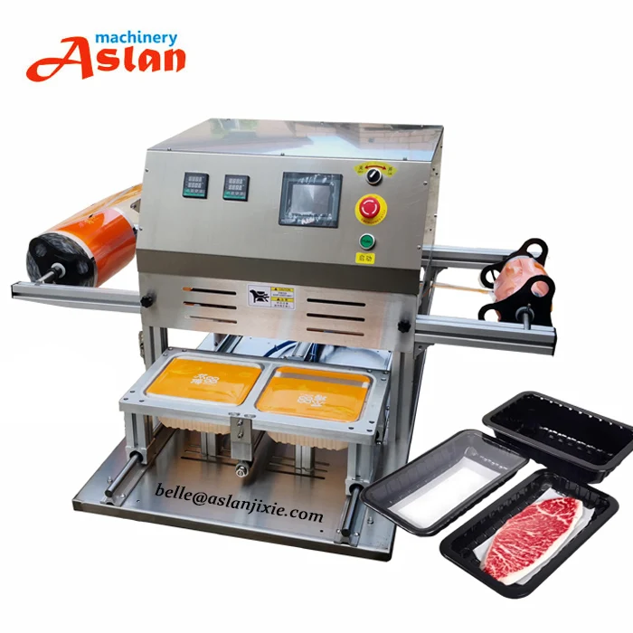 Cooked Food Trays Sealing Machine N2 Filling Aluminum Foil Cup Sealing Machine Meat Cheese Bowl Sealer Machine