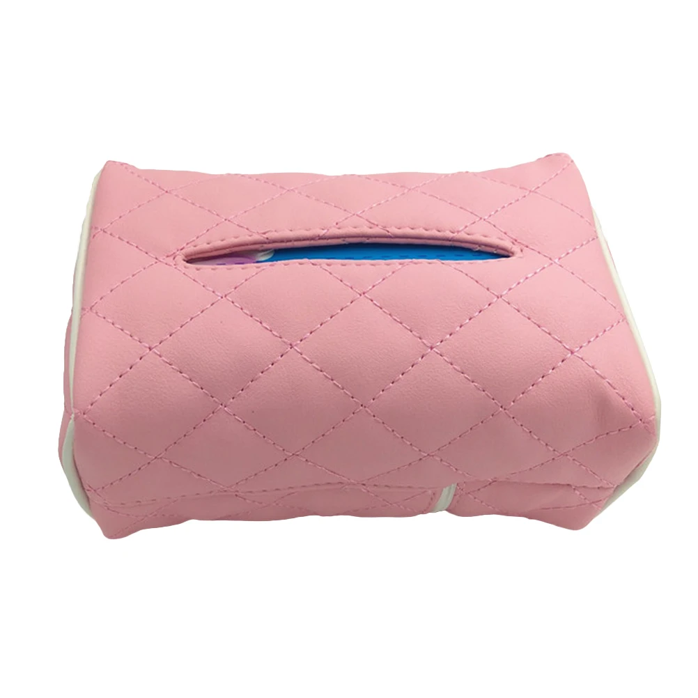 

Creative Tissue Napkin Holder PU Paper Storage Box Easy Installation Backseat Tissue Case (Pink)