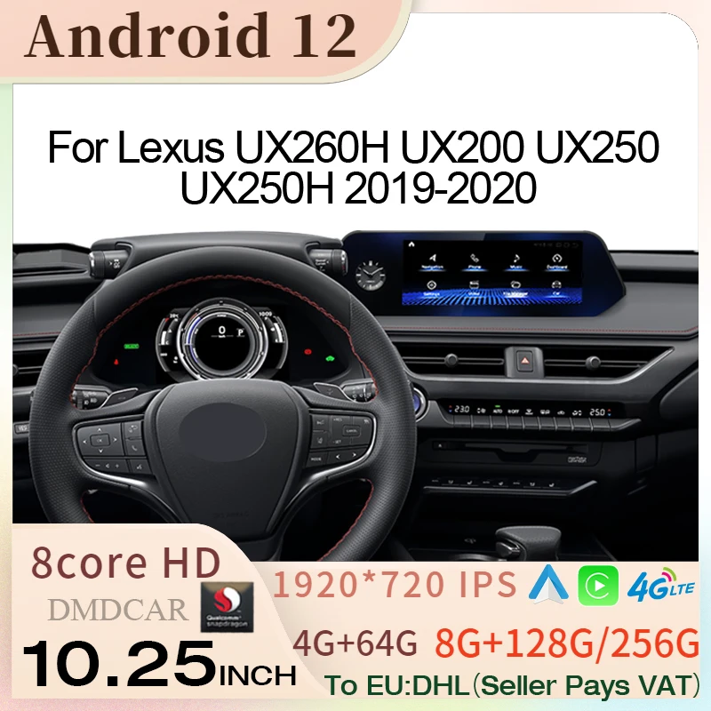 

12.5 inch Android 12 For Lexus UX ZA10 UX200 UX250h 2018-2021 Car Multimedia Video Player Wireless CarPlay LCD Touch Screen