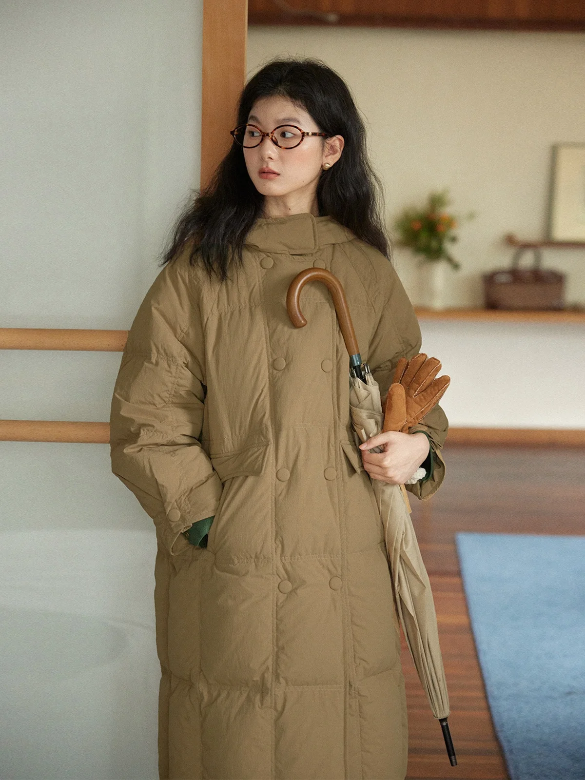 

Пальто Solighter 90 White Du Down Long Coat с двойным рядом пуговиц и капюшоном, зимнее, теплое, в стиле ретро, для повседневной носки, модное женское пальто