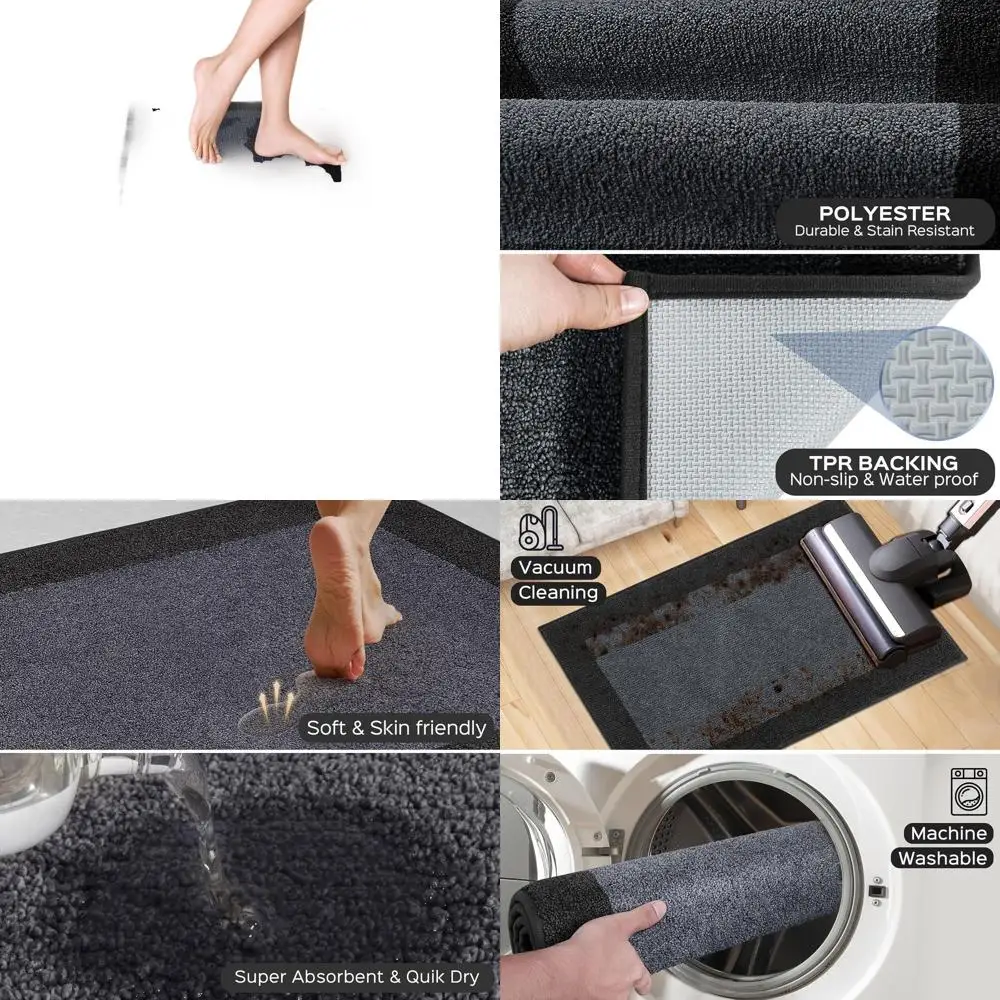 

Набор из 2 кухонных ковриков, которые можно стирать в машине, 24 x 36 и 24 x 60, нескользящие коврики, впитывающие коврики для домашнего входа.