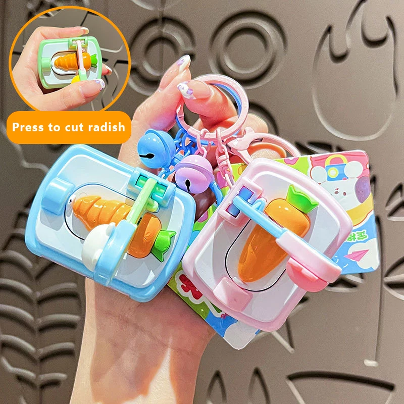 

Cartoon Rabbit Radish Keychain Bag Charm Funny Cutter Pendant Creative Gift For Students Couple Schoolbag Decoration
