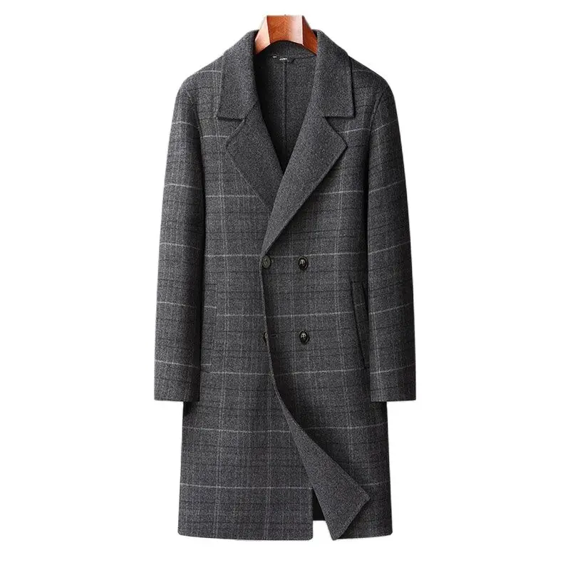 

BATMO 2023 new arrival autumn wool trench coat men,male jackets ,plaid overcoat 23801