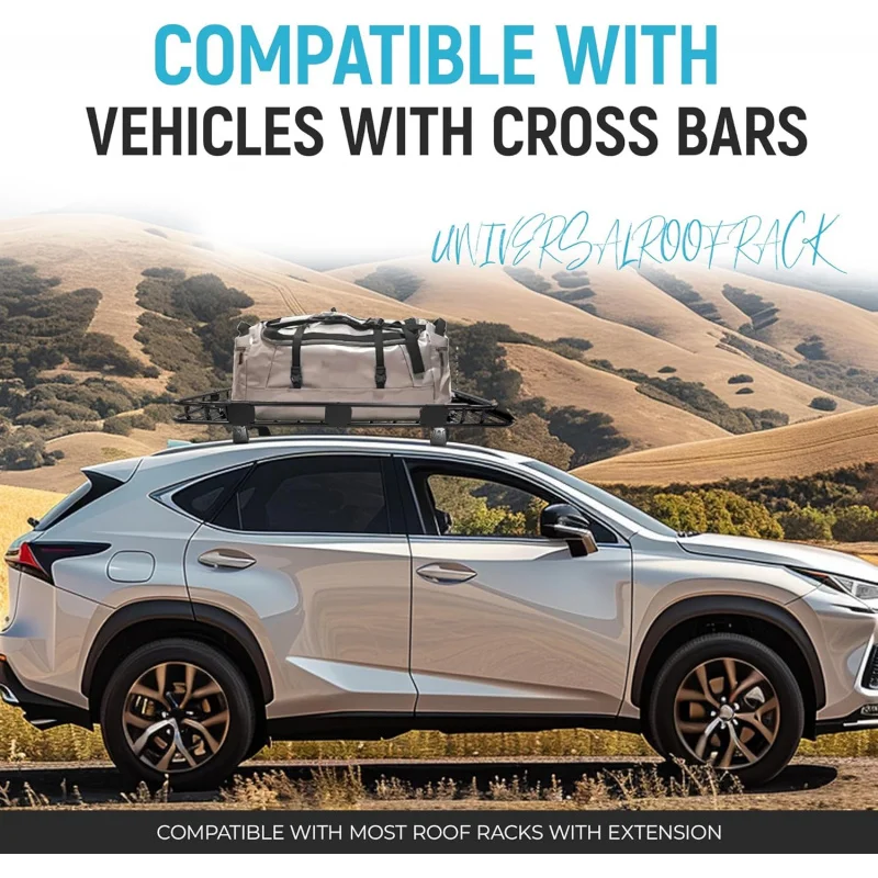 64 x 39 x.5 / 45 x 39 x.5 Adjustable Universal Roof Rack Cargo Carrier Basket with Extension Heavy Duty Car SUV Top Lu