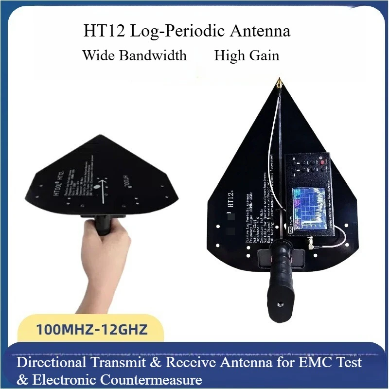 HT12 Handheld Log‑Periodic Antenna,100MHz‑12GHz High‑Precision Direction‑Finding Antenna,7‑12dB Gain,Wireless