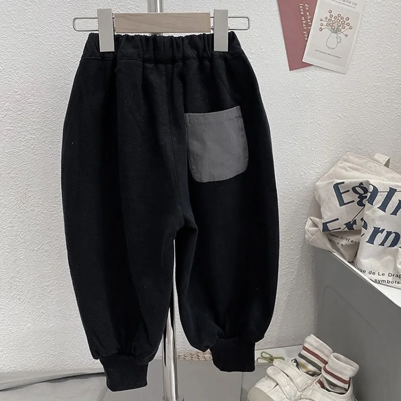 

Брюки для мальчиков, осень 2023, новый стиль, детские свободные шаровары с большими карманами для девочек, детские повседневные штаны