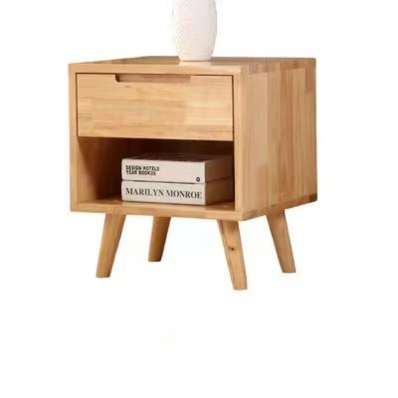 

*Nordic solid wood bedside table single draw Japanese bedside table hotel apartment rental room bedroom locker