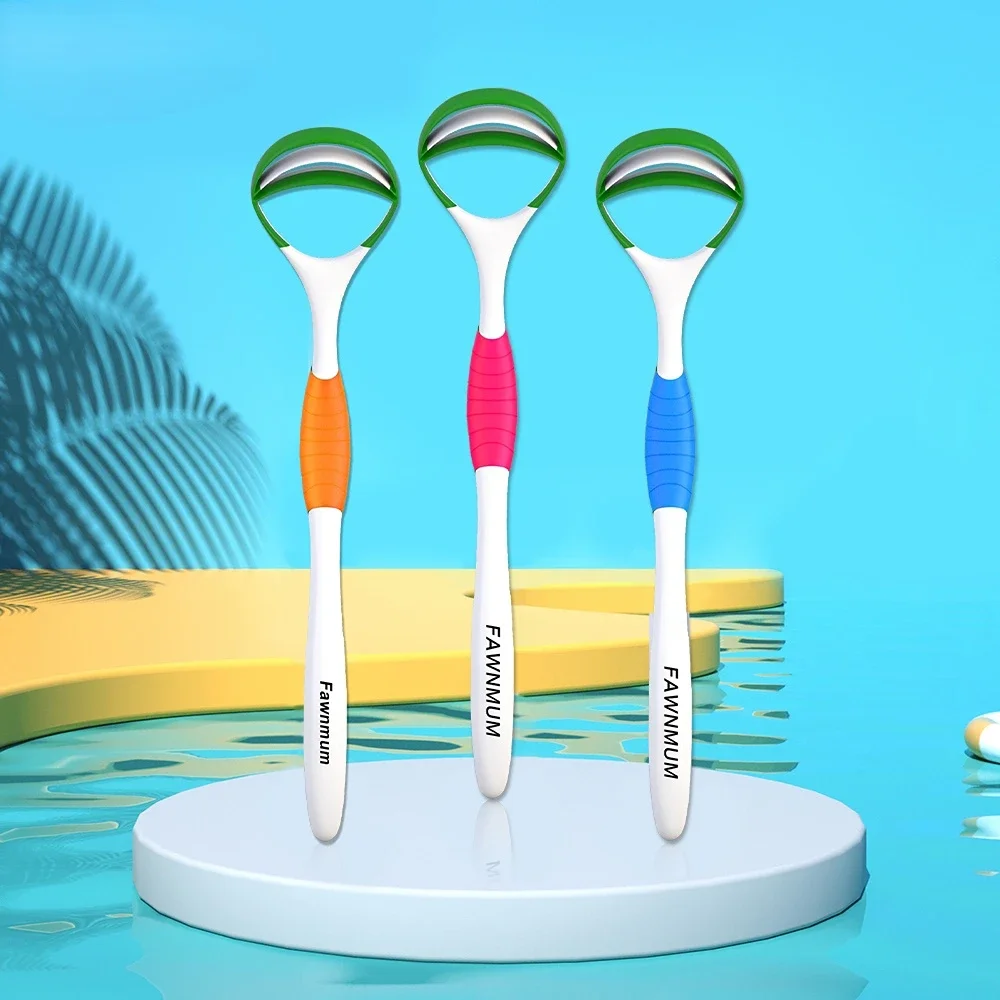 3Colors Silicone Tongue Cleaner Tongue Scraper Oral Cleaning To Keep Fresh Breath Portable Non-slip Handle Tongue Coating Brush